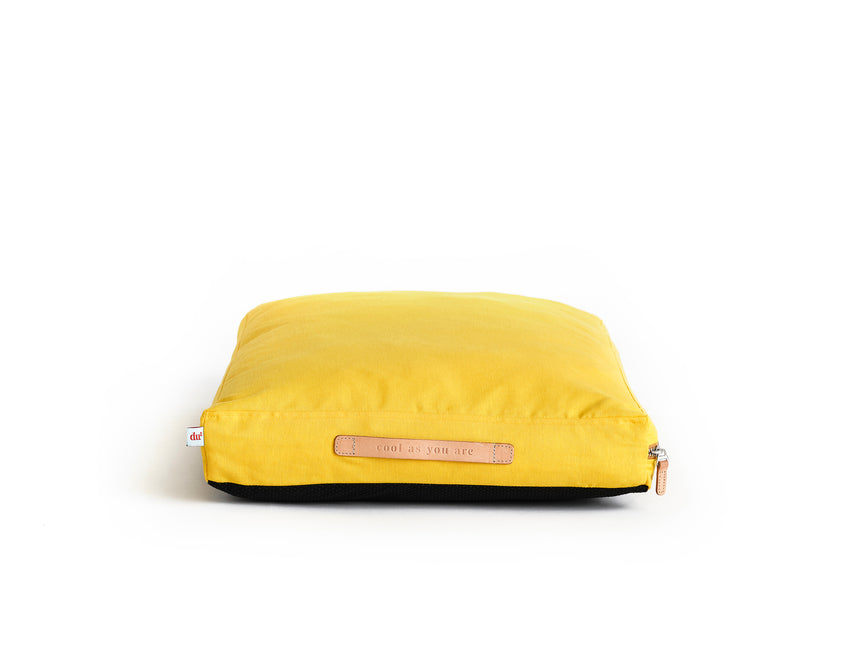 yellow-dog-bed-with-leather-handle