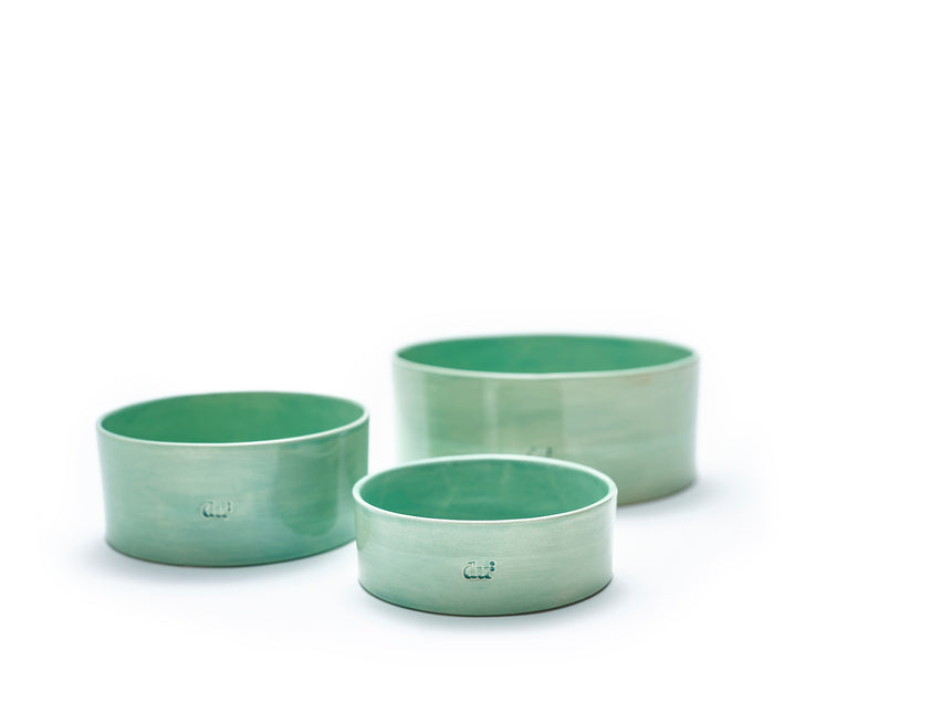 du2-green-ceramic-dog-bowl-set
